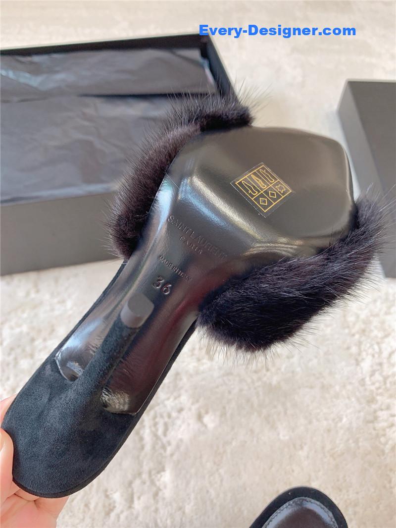 Y51 mink high heels