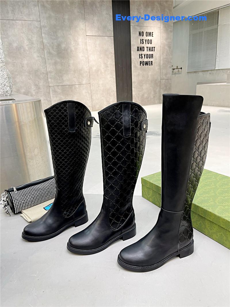 Gvc*1 women’s slim horsebit boot in black gg leather