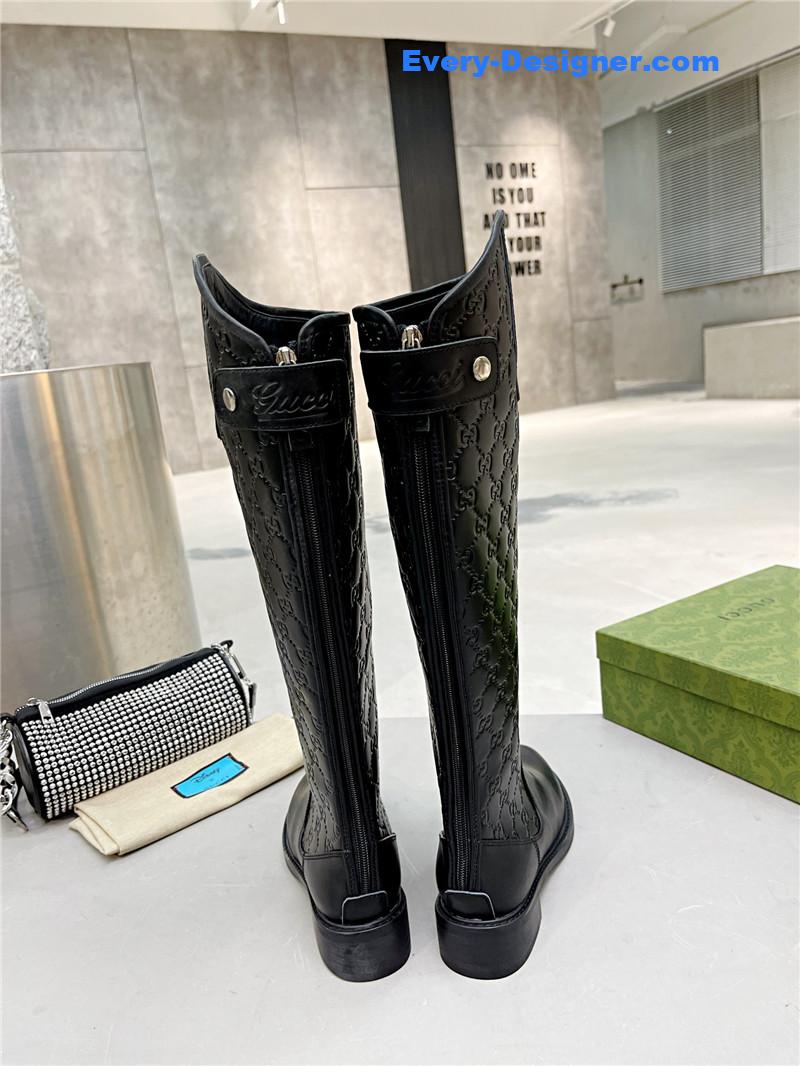 Gvc*1 women’s slim horsebit boot in black gg leather