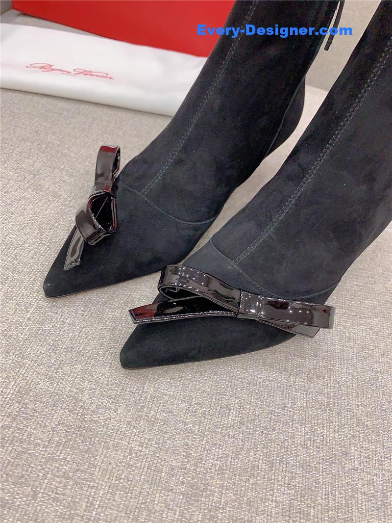 roger u1u1er virgule bow suede ankle boots