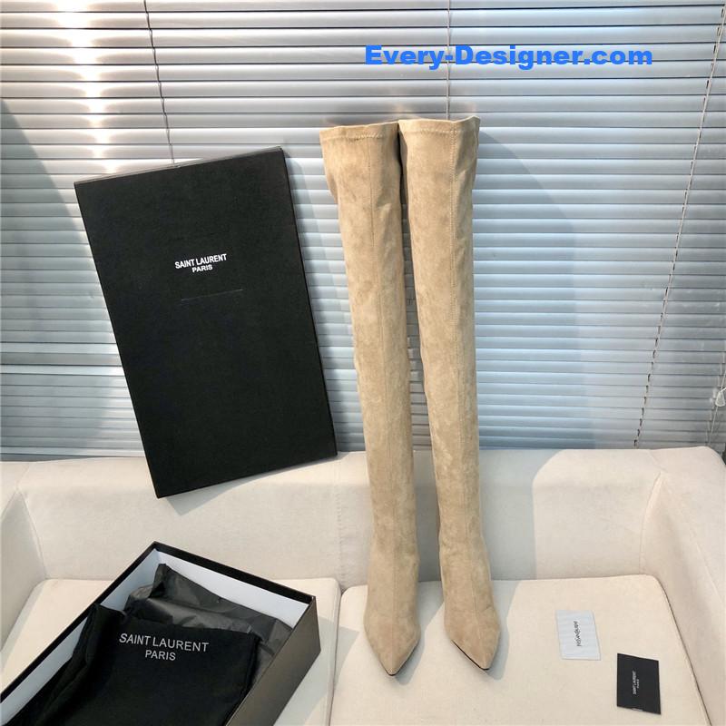 Y51 letter heel pointed toe high heel boots