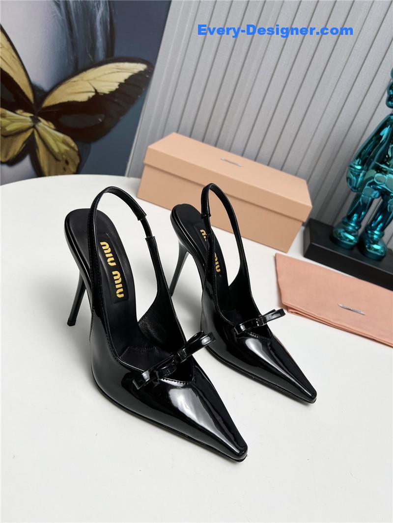 M1um1u new two-color stitching high-heeled sandals
