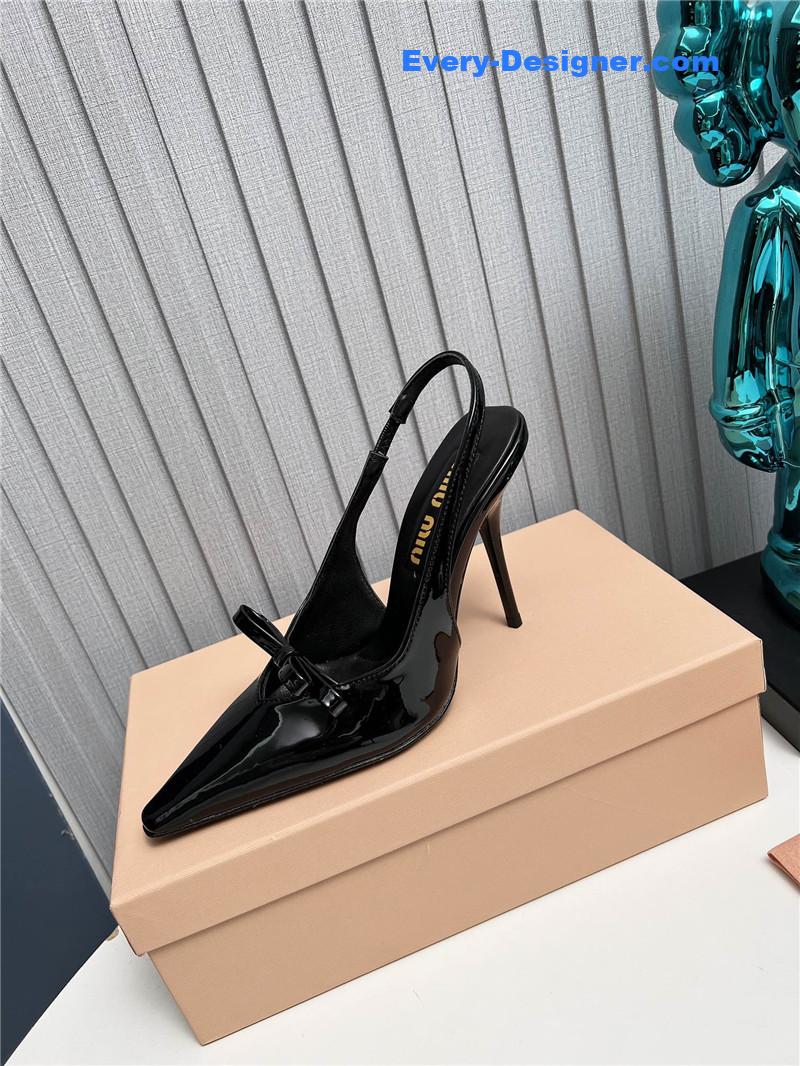 M1um1u new two-color stitching high-heeled sandals