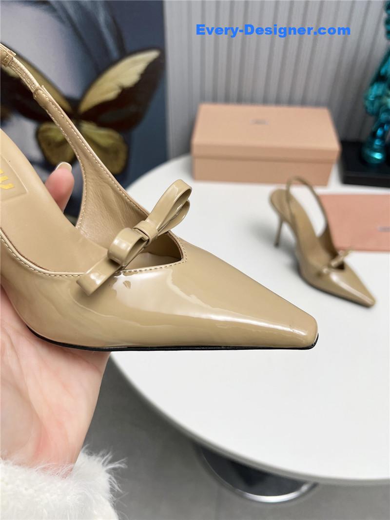 M1um1u new two-color stitching high-heeled sandals