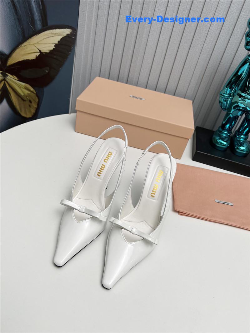 M1um1u new two-color stitching high-heeled sandals