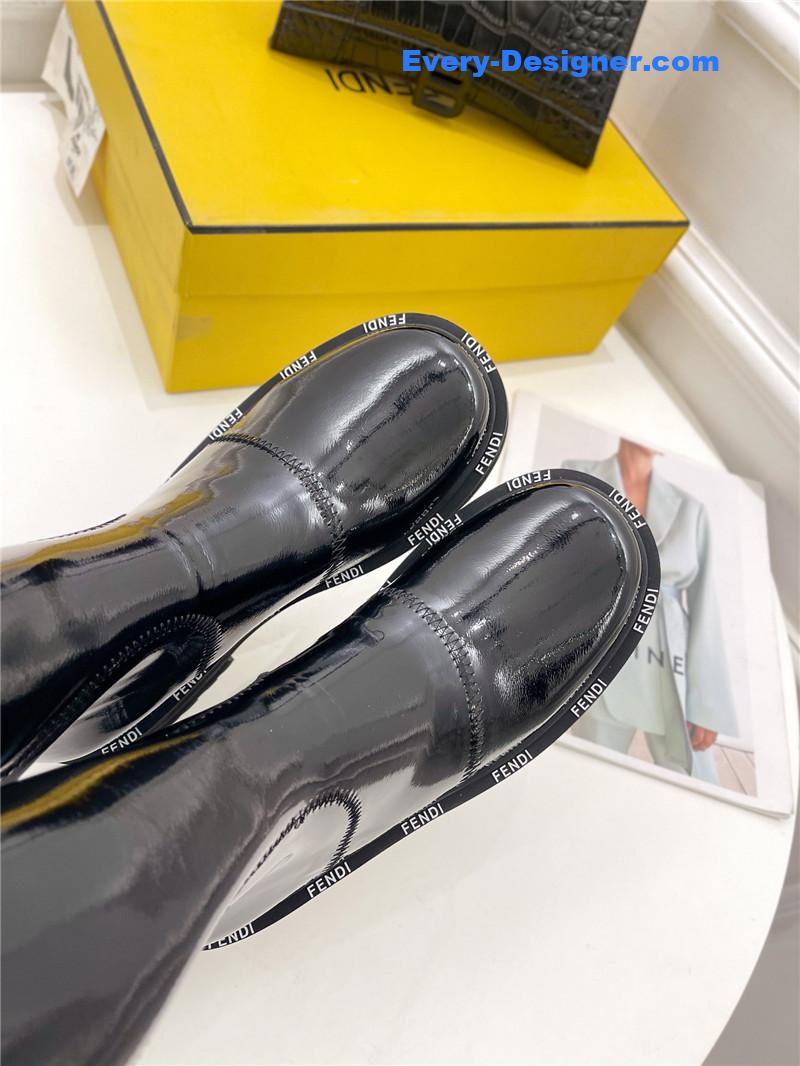 F**di patent leather platform knee-high boots