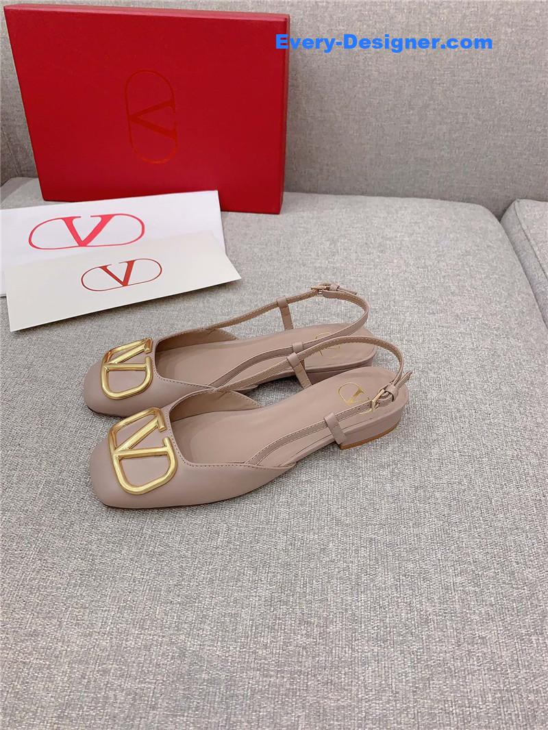 Va1e*ntin0 vlogo beige leather slingback flat