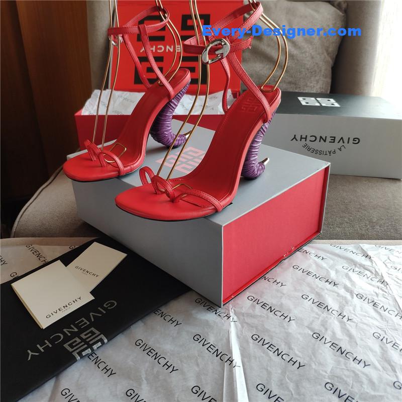Givenchy Triple Toe Horn Slingbacks Red and Purple