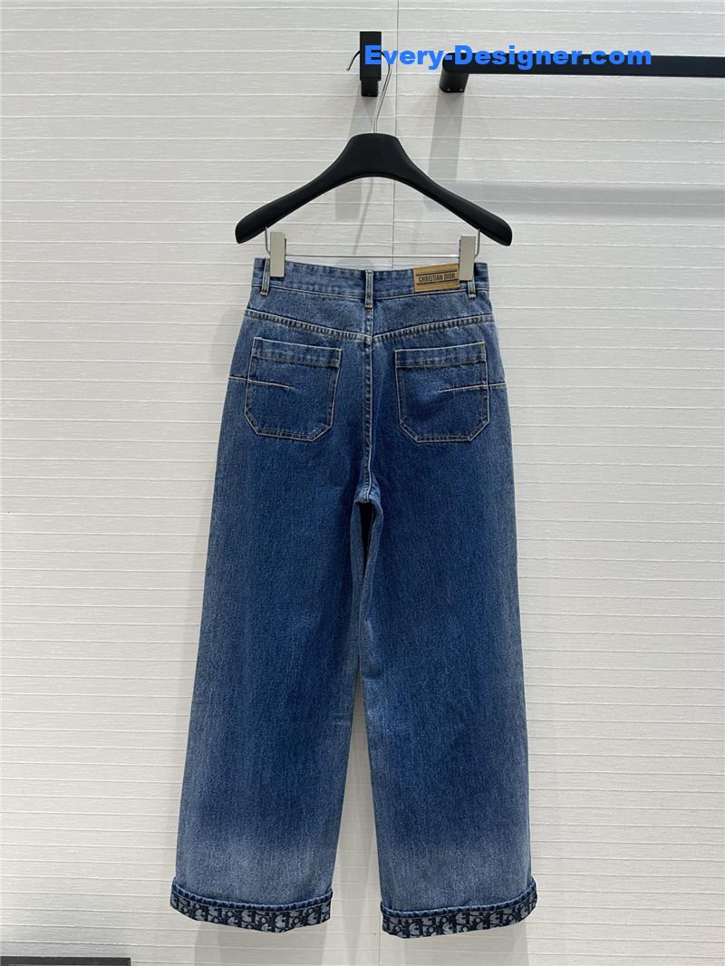 D10r old flower hem denim trousers replica clothes