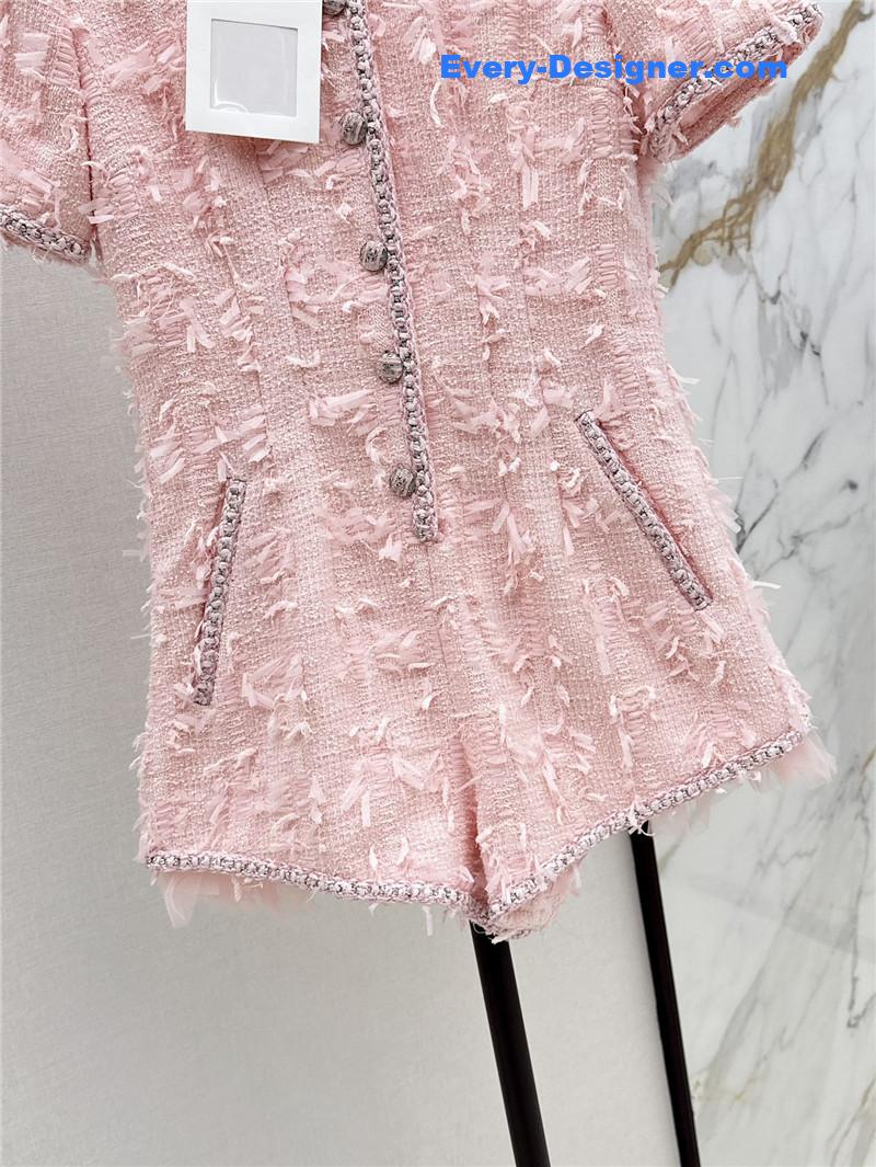 Ch**el fringed woven fabric jumpsuit replica d&g clothing