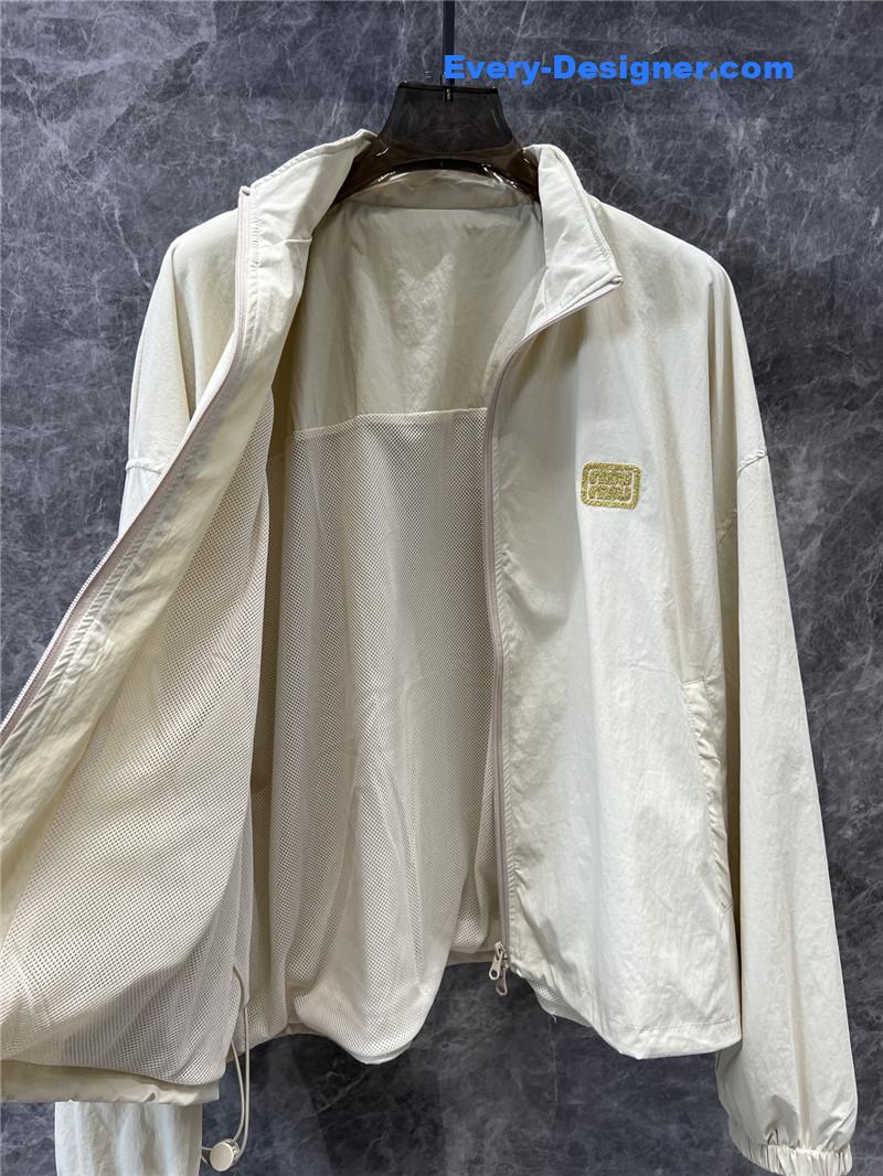 M1um1u zipper jacket + sports shorts set replica clothes