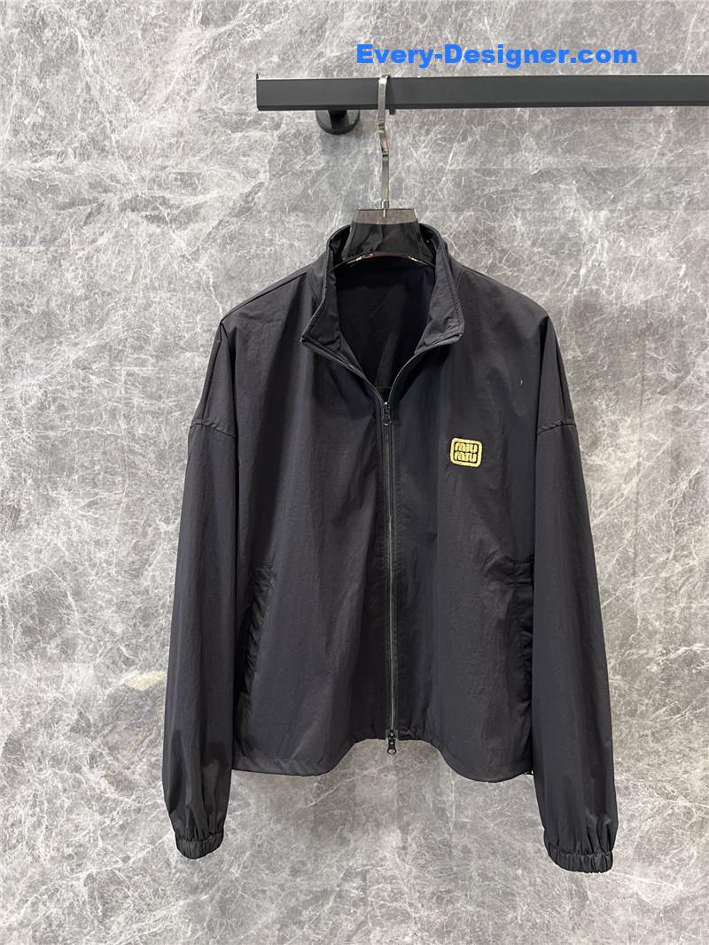 M1um1u zipper jacket + sports shorts set replica clothes