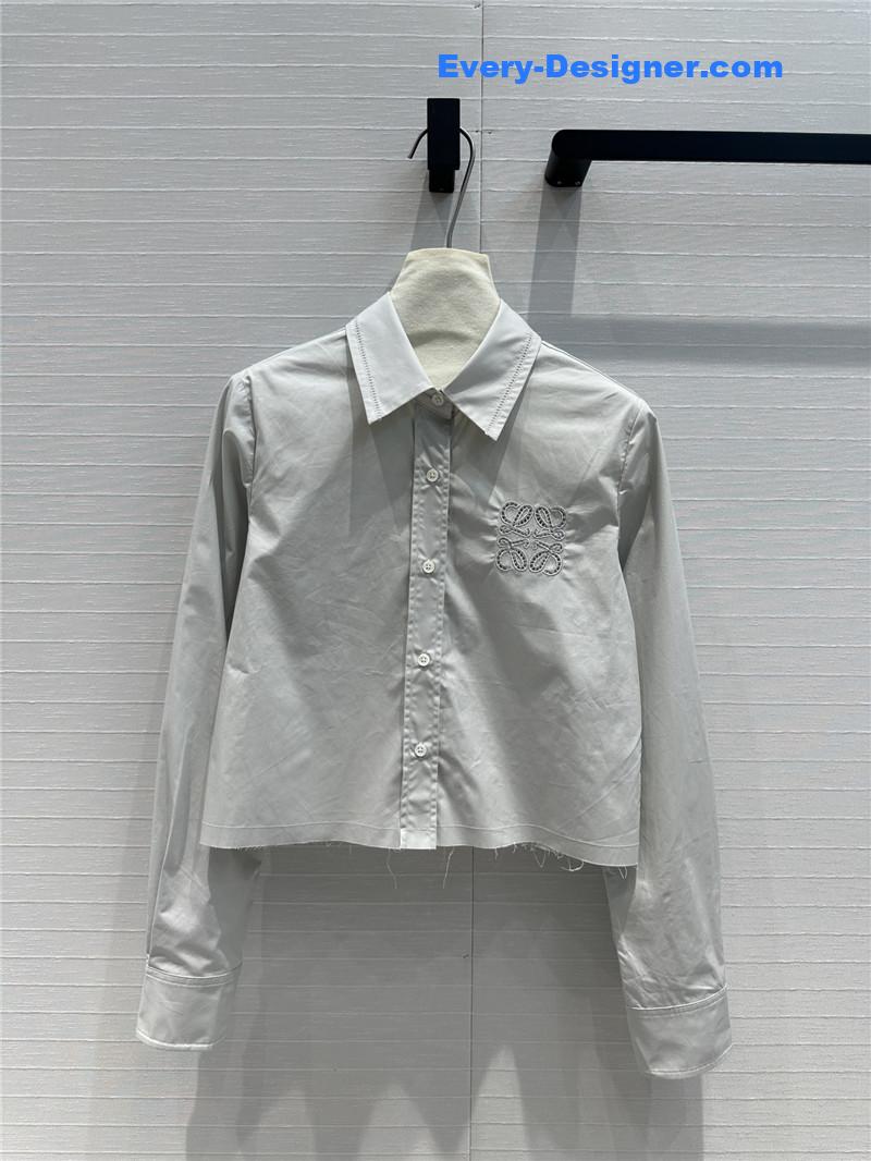 L0ew* hollow embroidery short shirt replica clothing sites