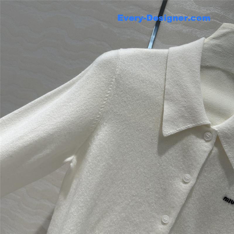 M1um1u letter cashmere lapel cardigan small coat replicas clothes