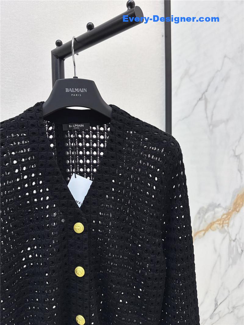 Balmain hollow knit cardigan replica clothes