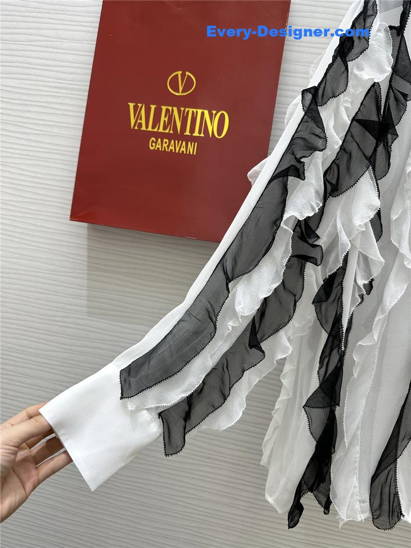 Va1e*ntin0 ruffle trim silk shirt replica d&g clothing