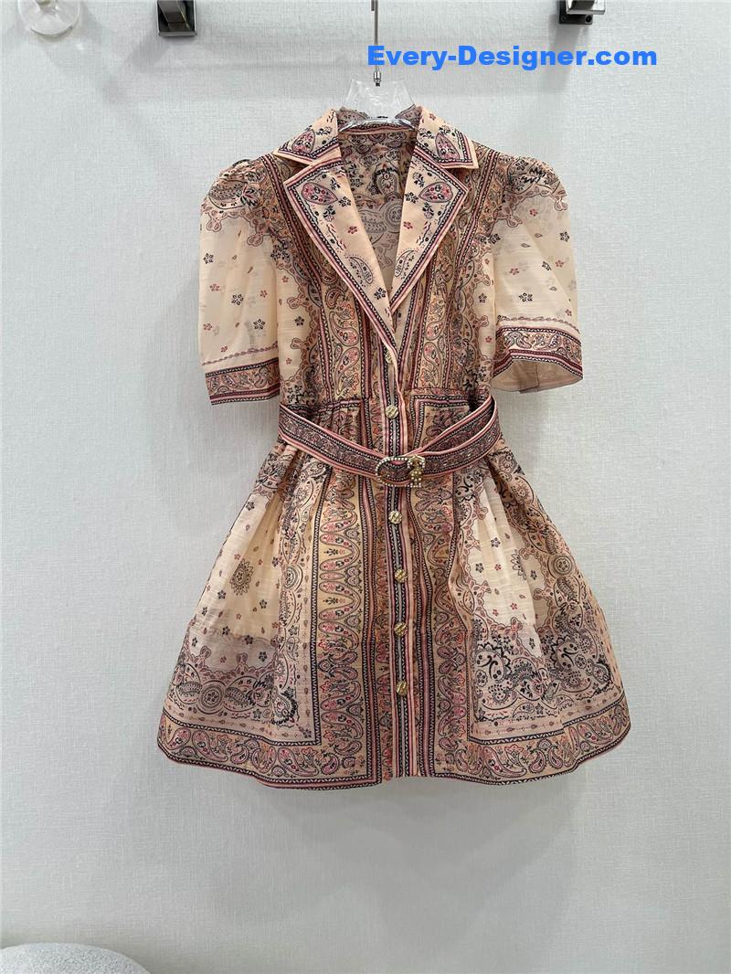 zimm V-neck puff sleeve short dress replica clothes