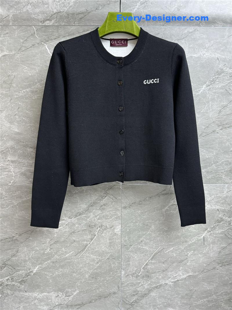Gvc*1 short intarsia wool cardigan