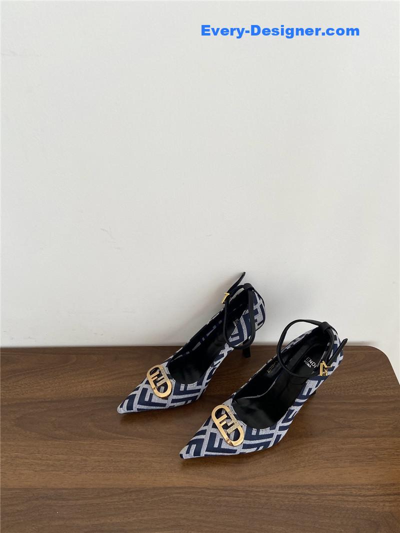 F**di colibri ff cotton high heels navy