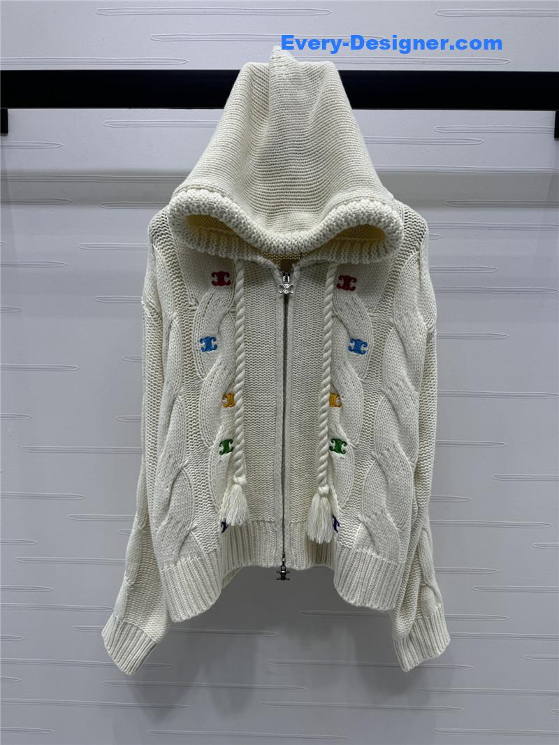 Ce1i*e crochet zip-up hooded sweater