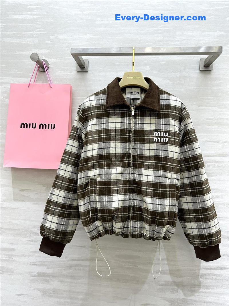 M1um1u plaid down jacket