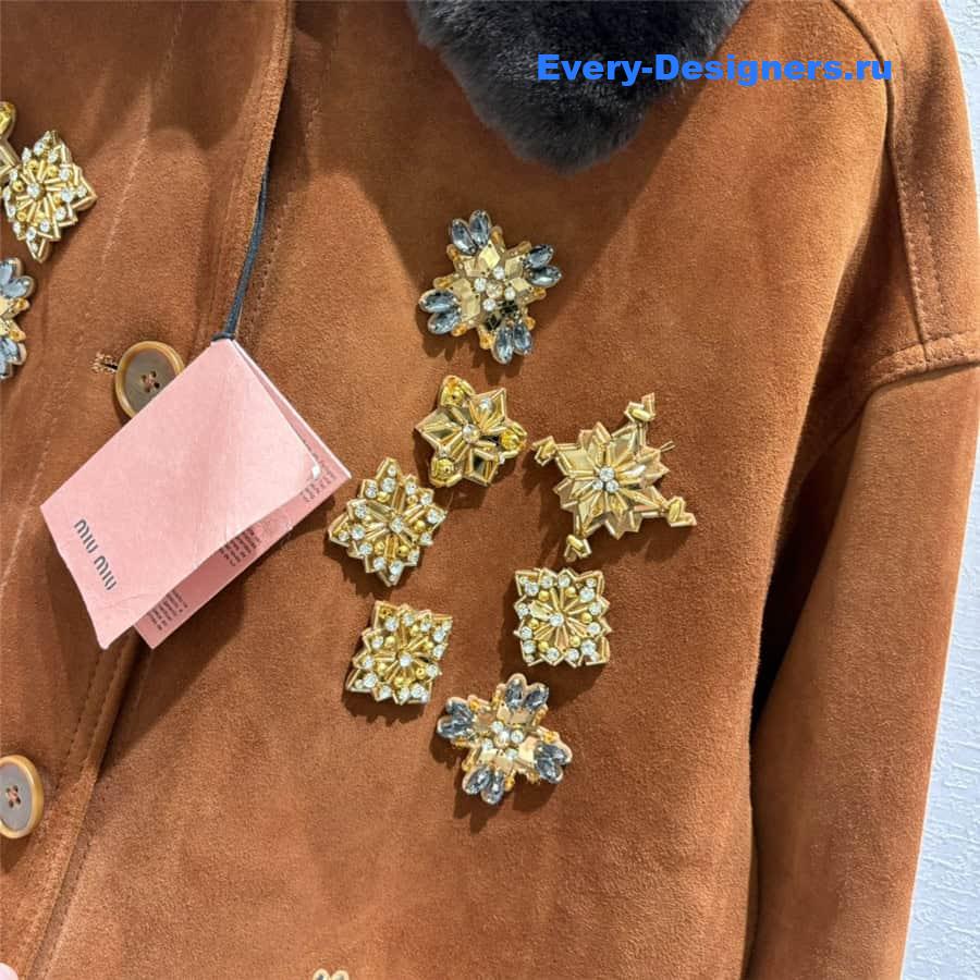 M1um1u rabbit fur lapel coat