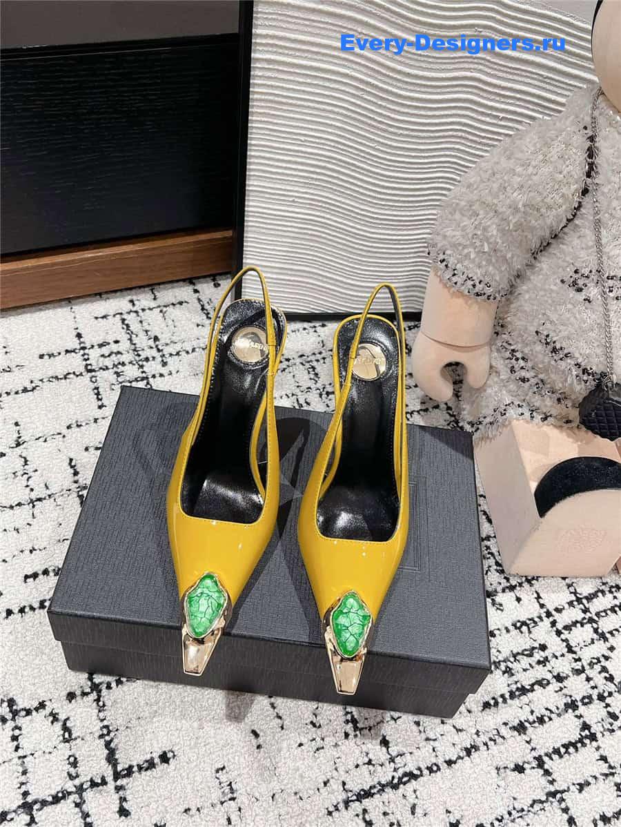 Y51 jeanne slingback pumps in yellow pattern leather