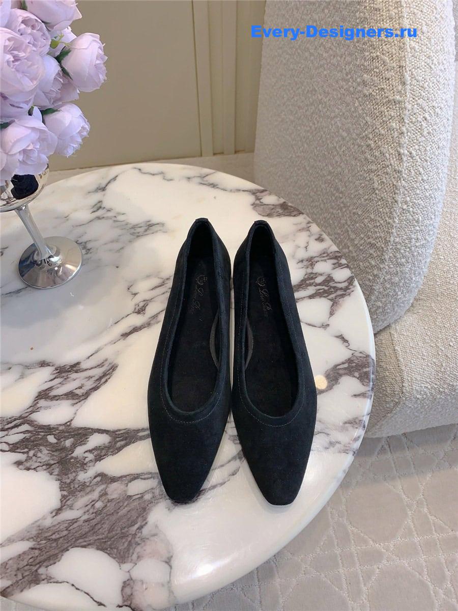 L0r0 P1ana primula ballet flat navy suede