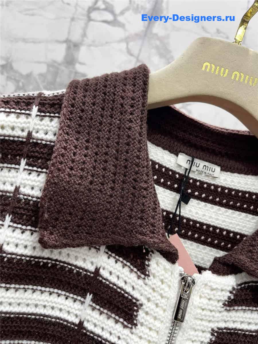 M1um1u colorblock lapel knitted jacket