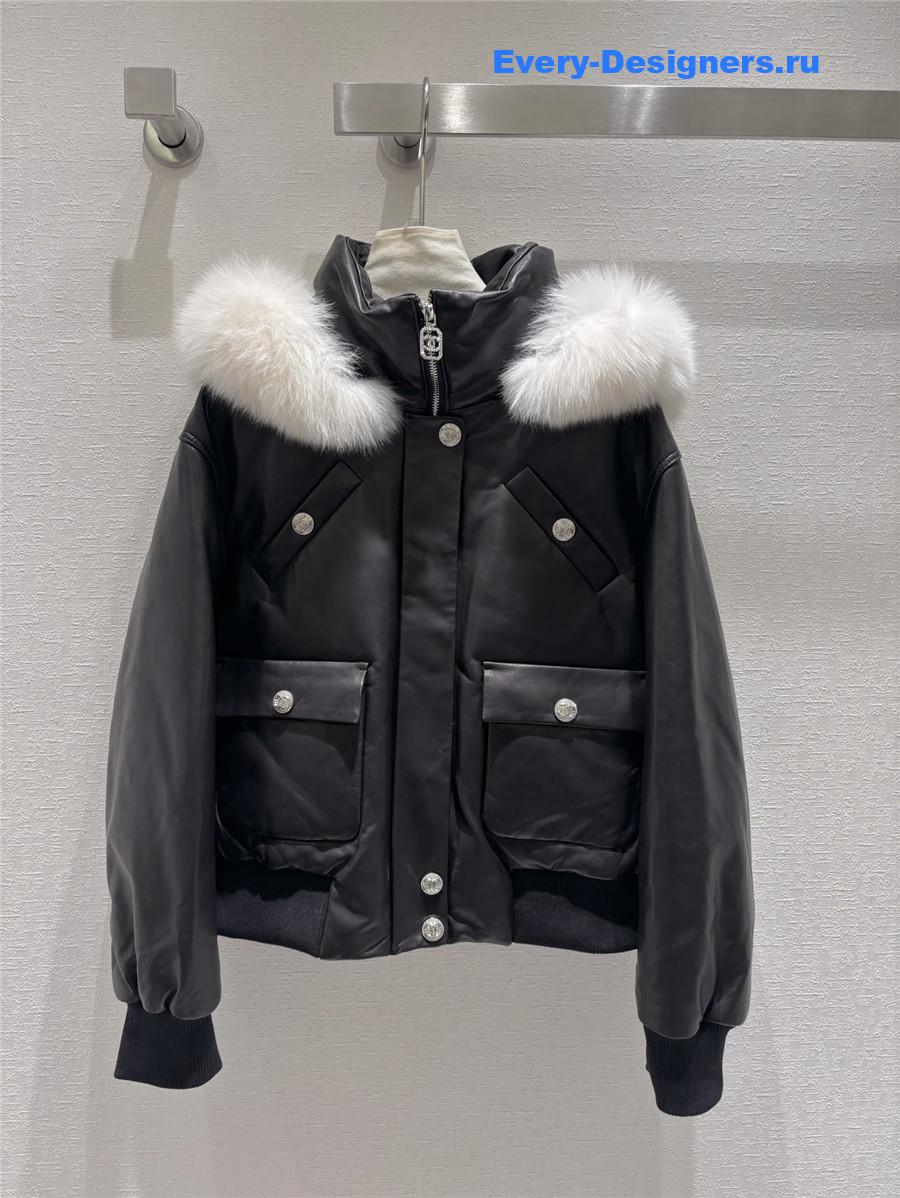 CC leather down jacket