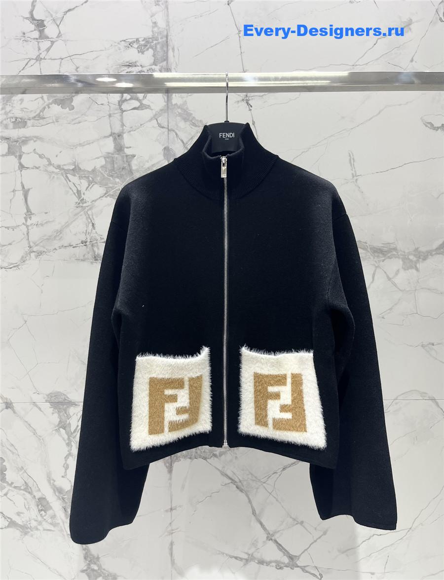 F**di double f pocket zipper cardigan jacket