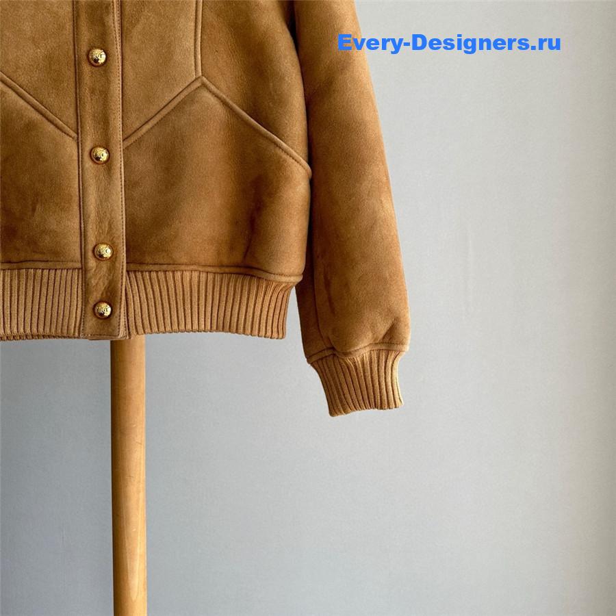 Ce1i*e shearling coat with fur collar