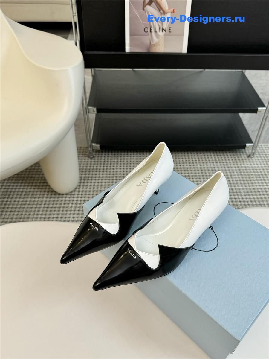 Pra*a smooth leather pumps black/white
