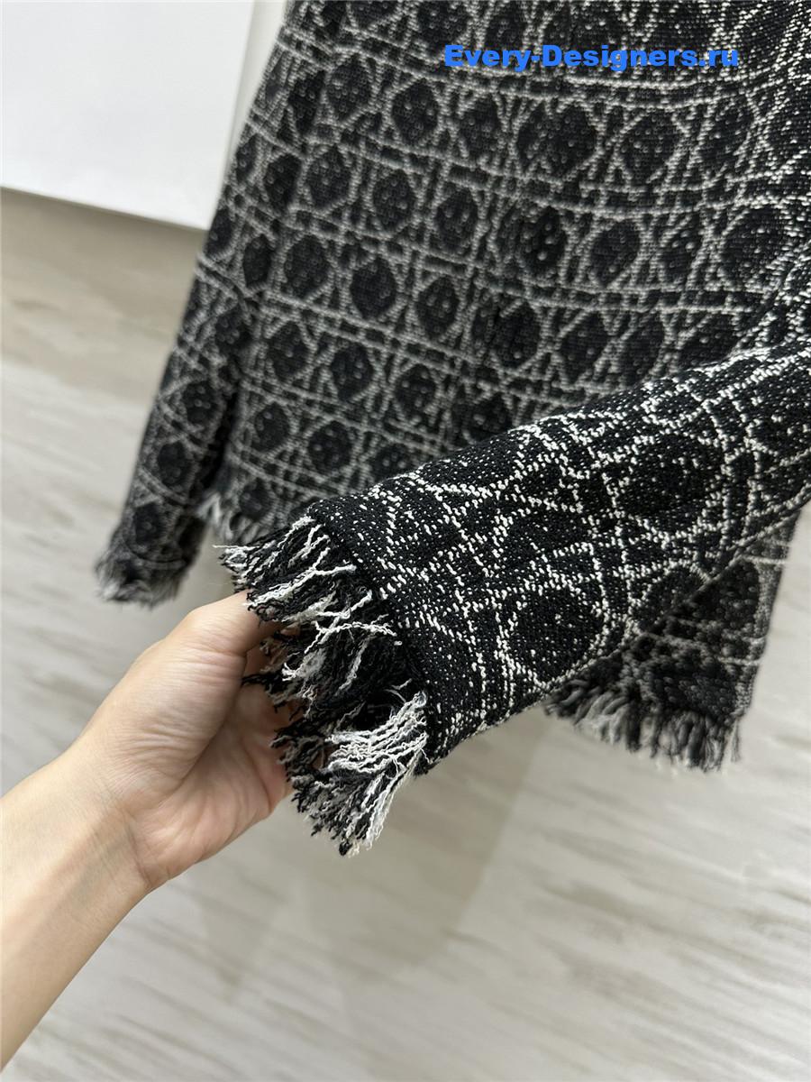D10r quilted wool fringed coat