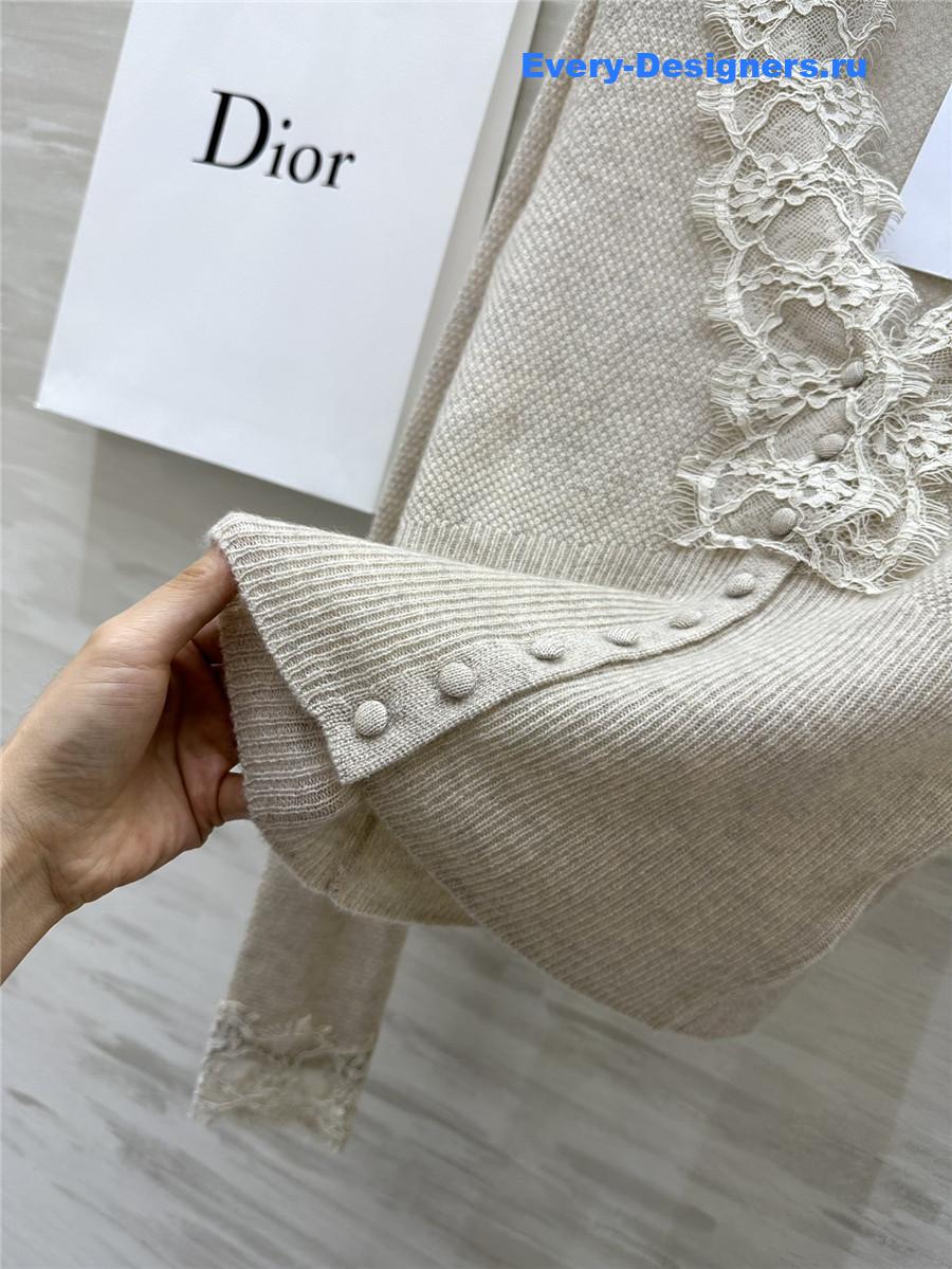 D10r v-neck lace trim cardigan off-white