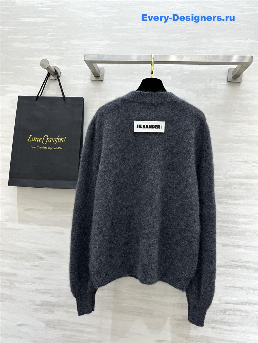 Jil Sander Grey V-Neck Cashmere Sweater