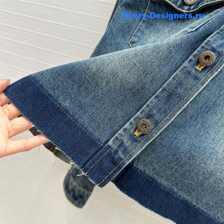 M1um1u color-block washed denim shirt