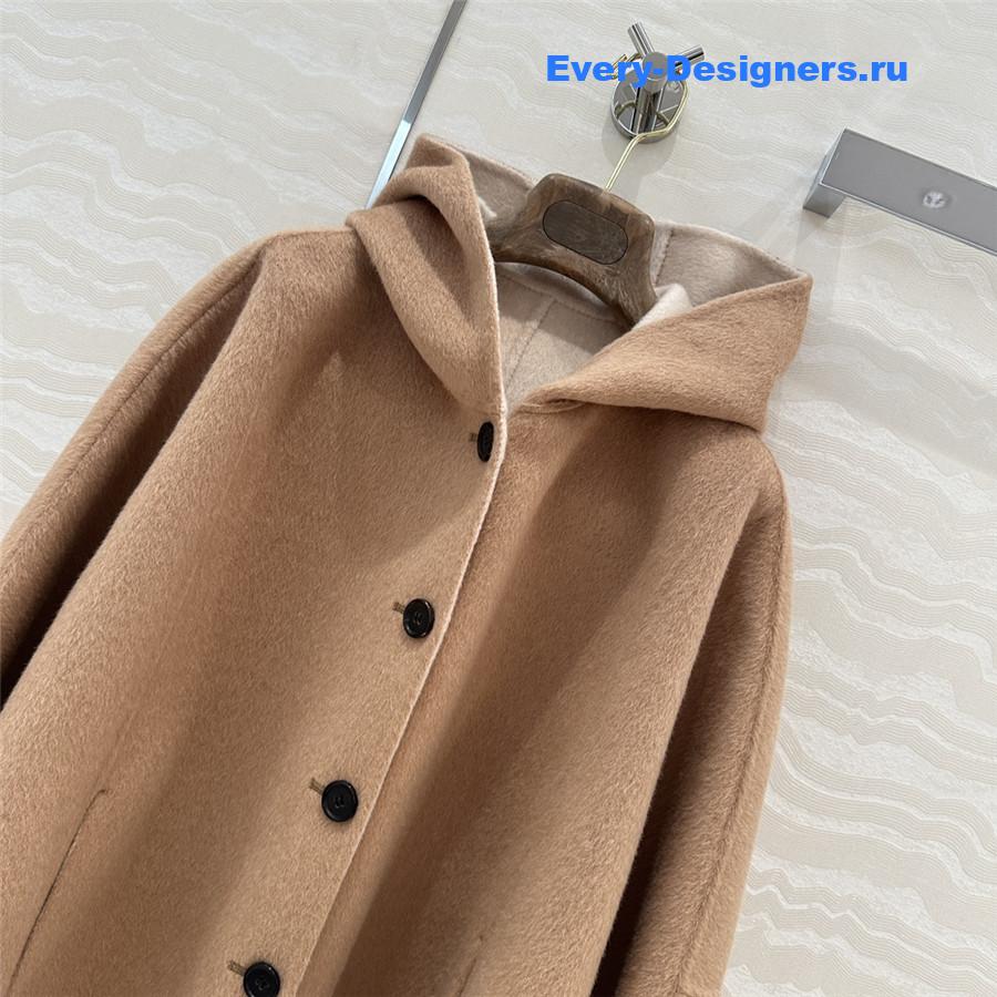 L0r0 P1ana brown hooded cashmere cape