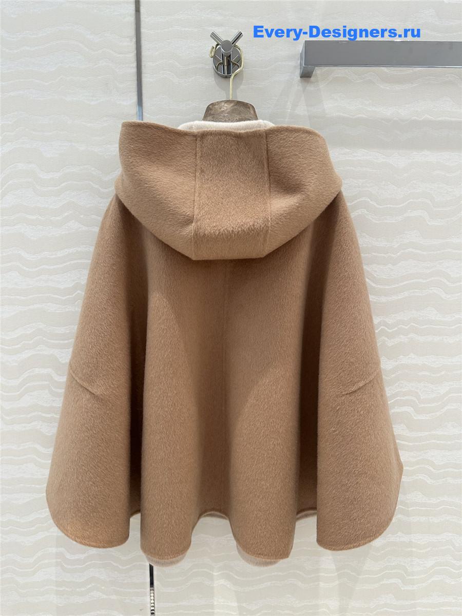 L0r0 P1ana brown hooded cashmere cape