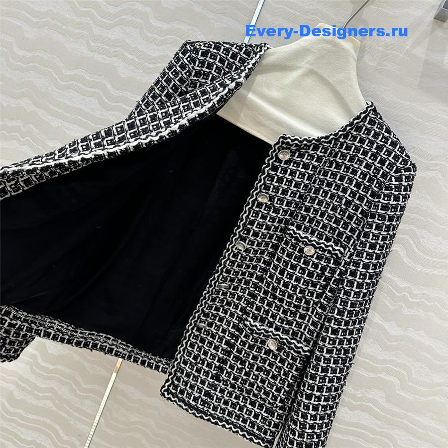 Ch**el coco check soft tweed jacket