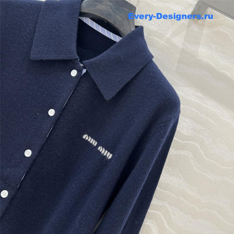 Miu Miu Cashmere Polo Collar Cardigan