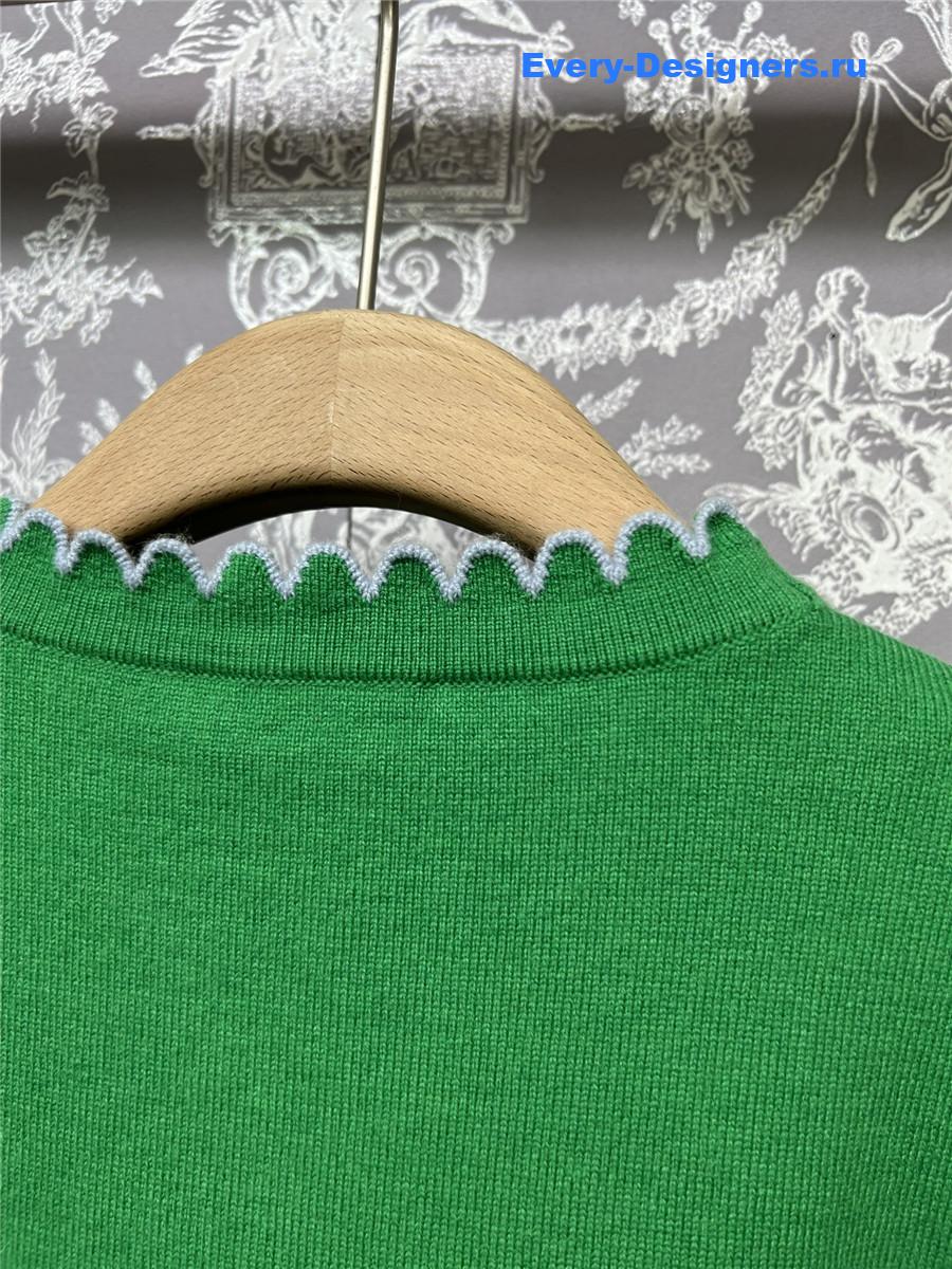 Ch**el lace patchwork knitted cardigan in green