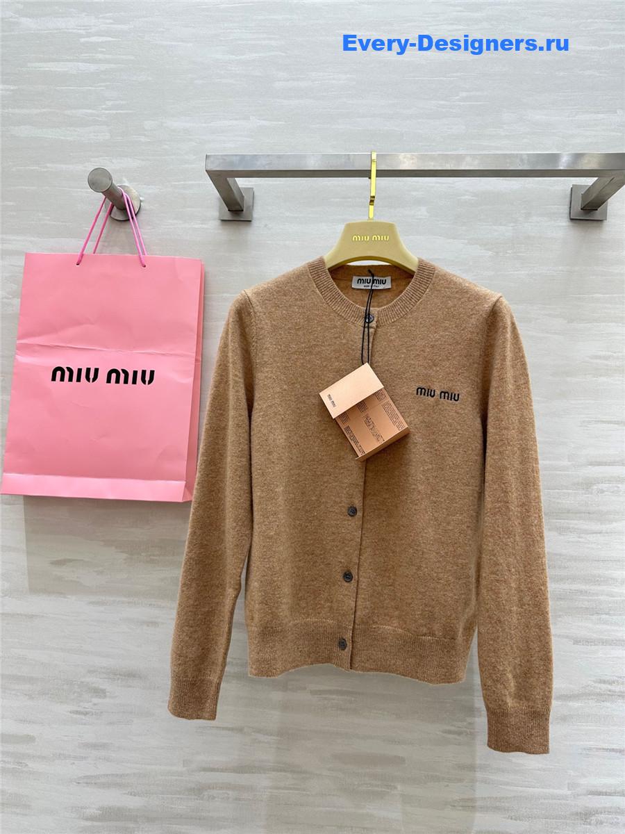 Miu Miu Women Brown Wool Cardigan