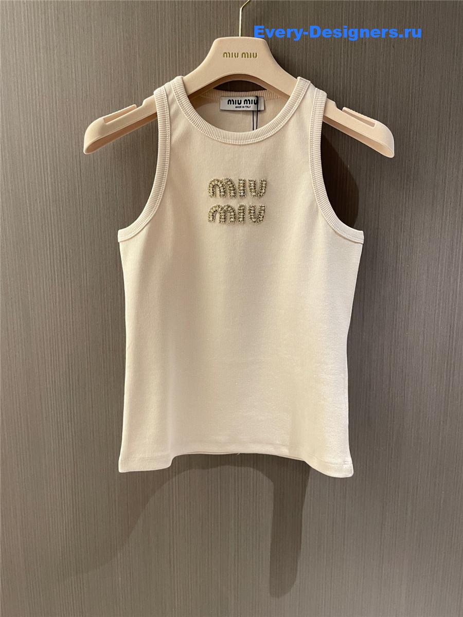 Miu Miu Embroidered Logo Tank Top