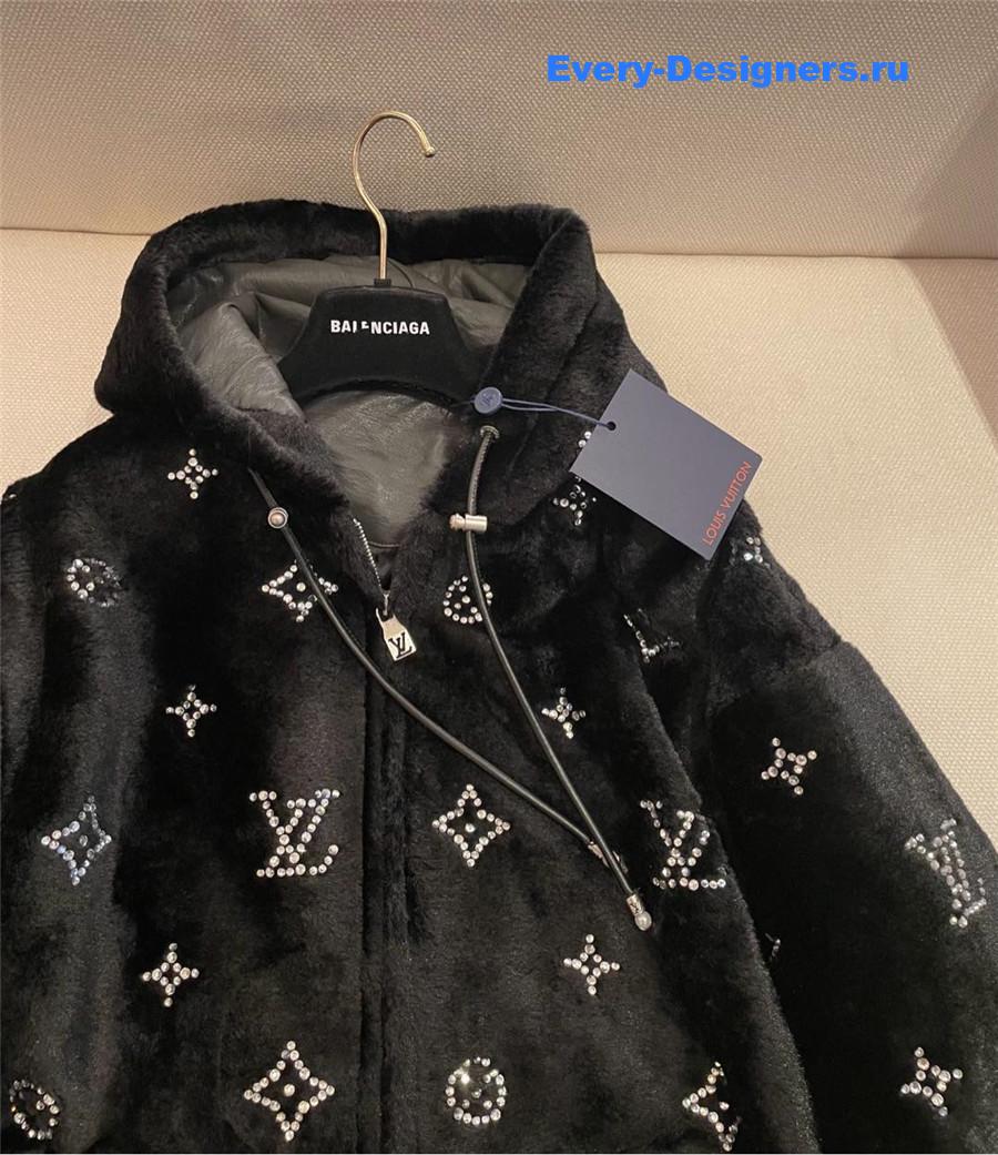 l0vis Vvtt0n logo rhinestone zip-up hooded jacket