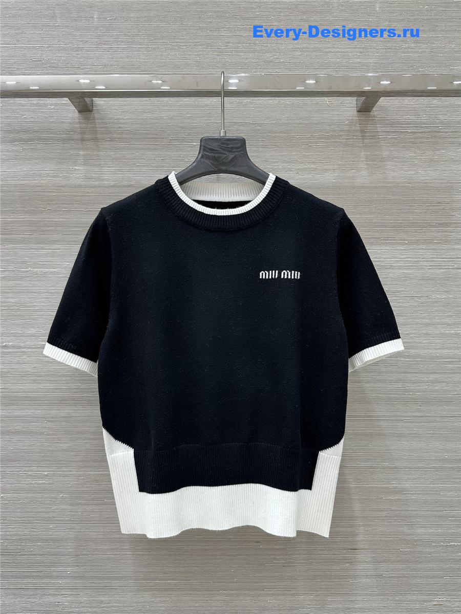 Miu Miu Black Knitted Crew-Neck Sweater