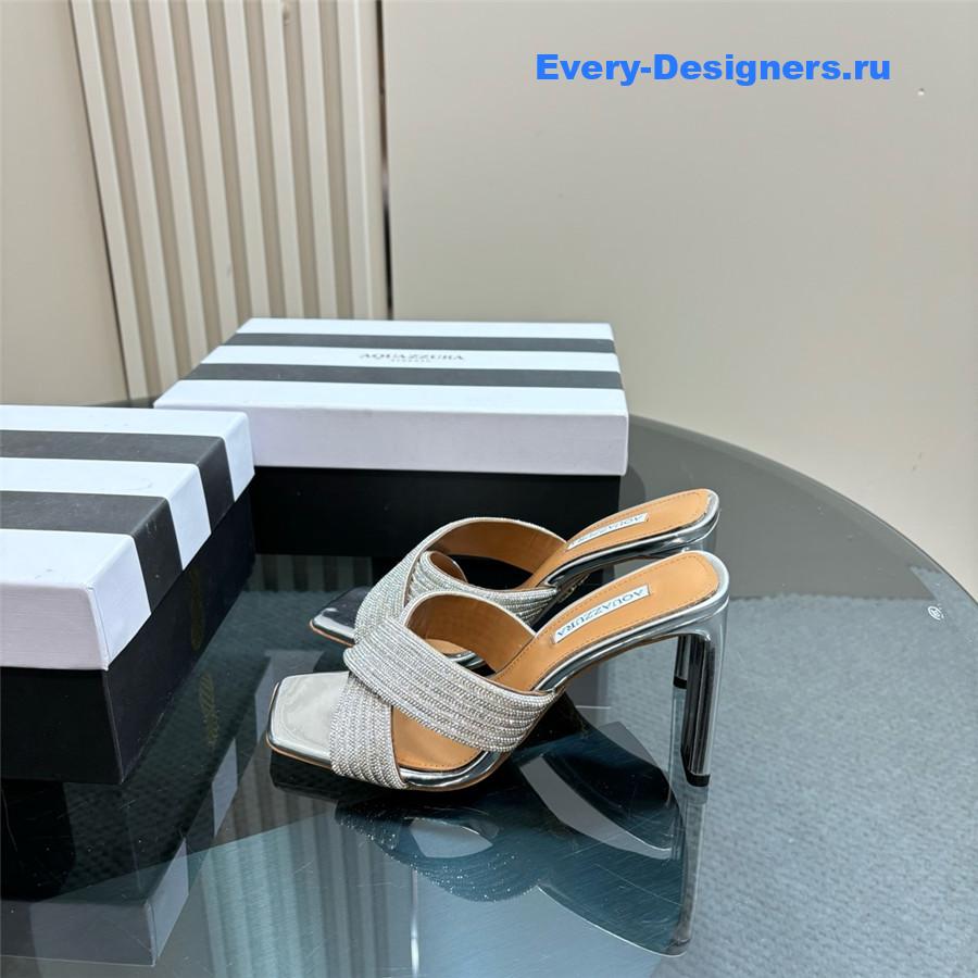 Aquazzura Gatsby Silver Embellished Mule