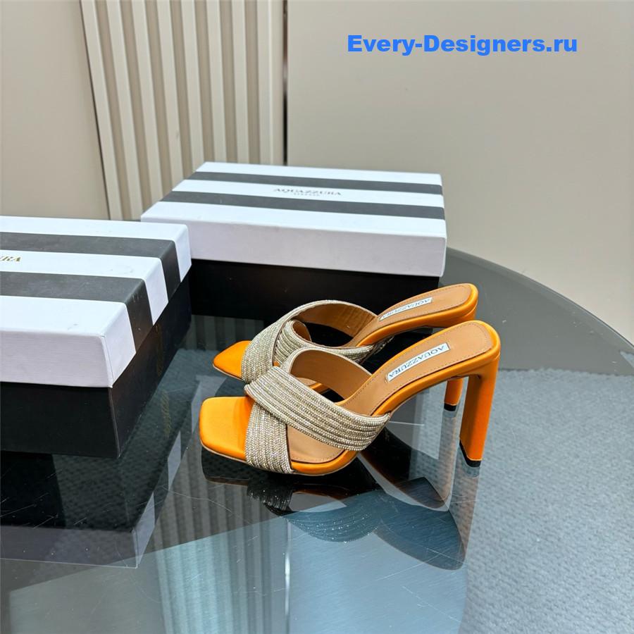 Aquazzura Gatsby Orange Silver Embellished Mule