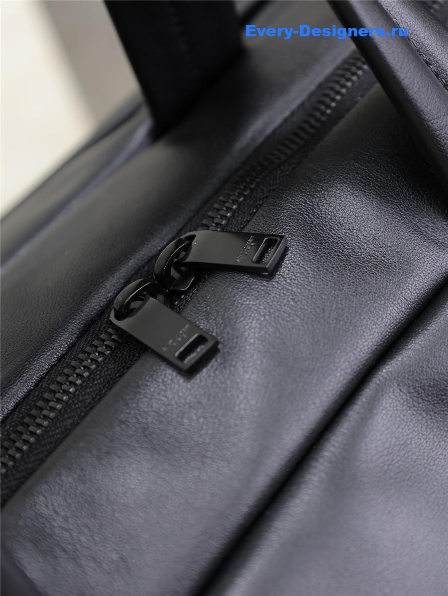 Sa1nt Lau*nt logo-debossed leather weekend bag black