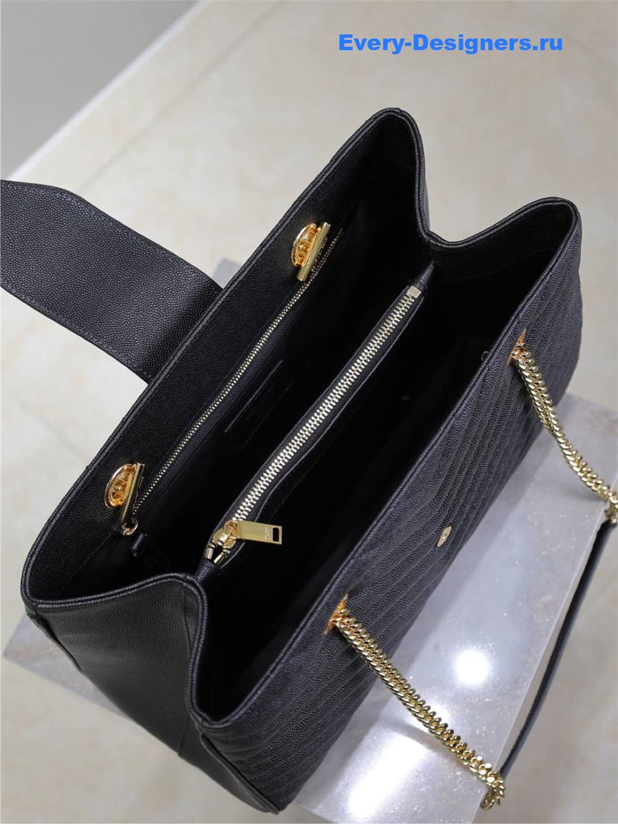 Sa1nt Lau*nt black chevron quilted monogram tote